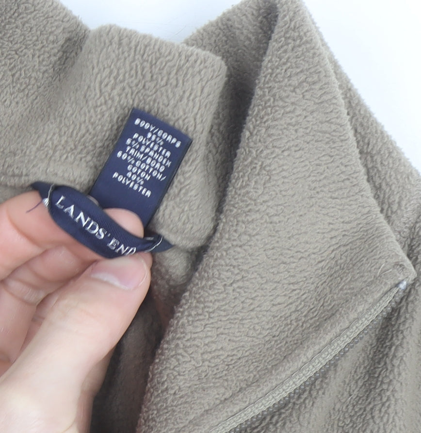 Lands' End Women's Beige Petite S Fleece Basic Jacket Full Zip