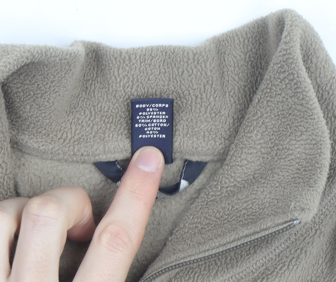 Lands' End Women's Beige Petite S Fleece Basic Jacket Full Zip