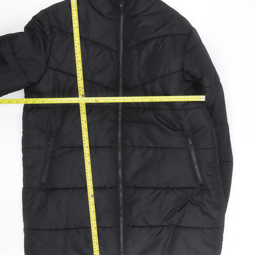 Crane Men's Black Puffer Jacket M Hooded Insulated Winter Coat