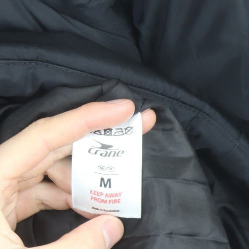 Crane Men's Black Puffer Jacket M Hooded Insulated Winter Coat