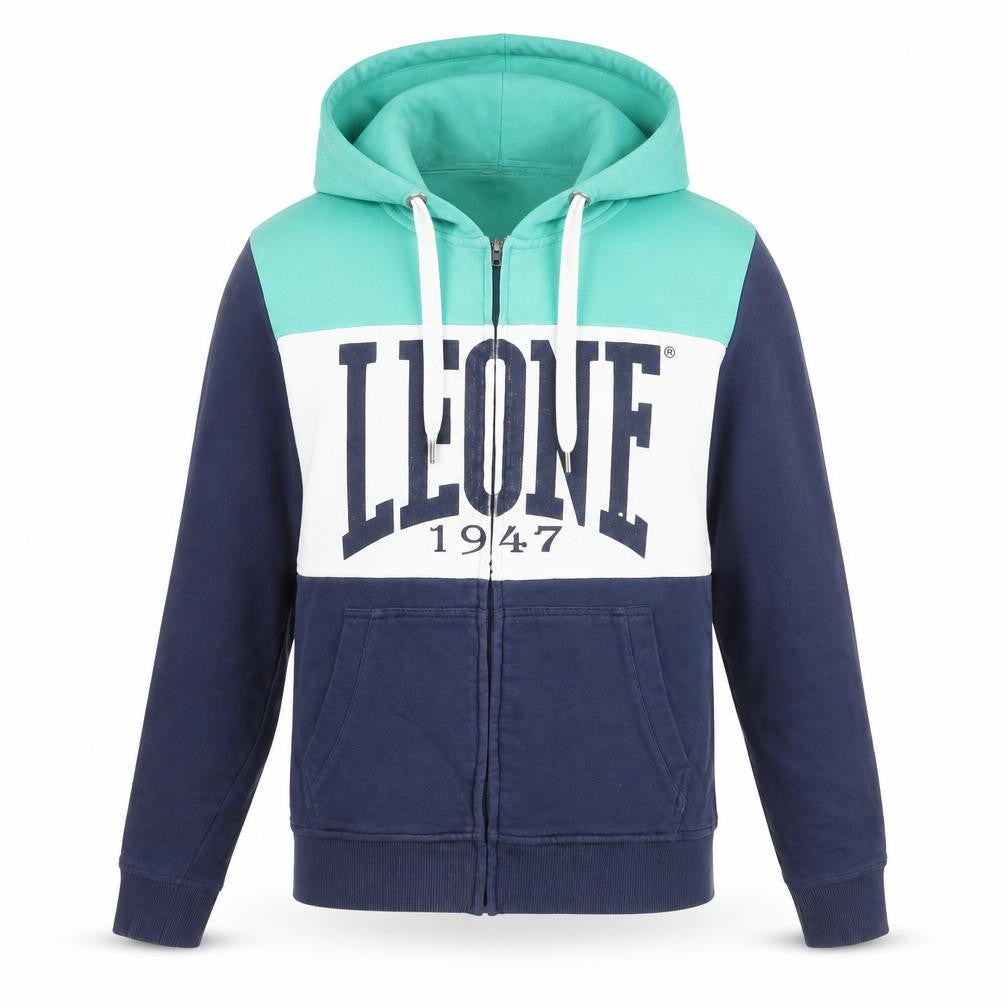 Leone 1947 Mens Blue XS Full Zip Hoodie Sports Logo Cotton