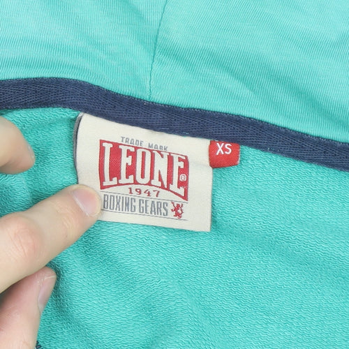 Leone 1947 Mens Blue XS Full Zip Hoodie Sports Logo Cotton