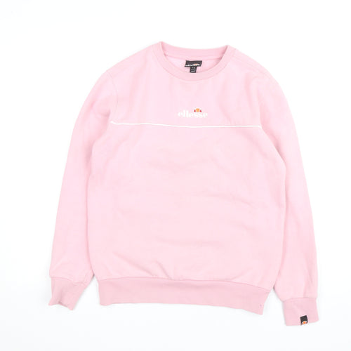Ellesse Women's Pink Crew Neck Sweatshirt UK S Casual Logo Fleece