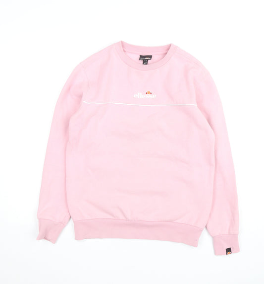 Ellesse Women's Pink Crew Neck Sweatshirt UK S Casual Logo Fleece