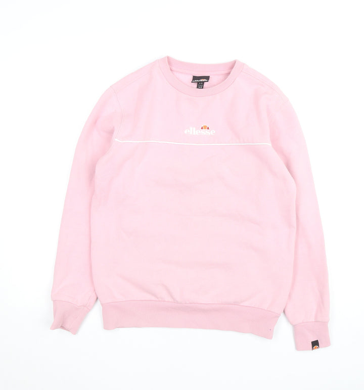 Ellesse Women's Pink Crew Neck Sweatshirt UK S Casual Logo Fleece