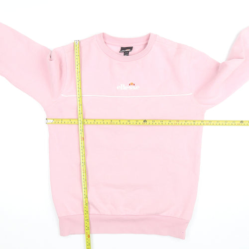 Ellesse Women's Pink Crew Neck Sweatshirt UK S Casual Logo Fleece