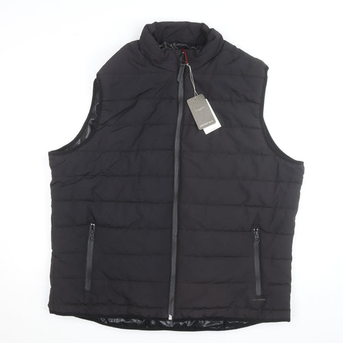 Springfield Men Black 2XL Puffer Gilet Waistcoat Polyester