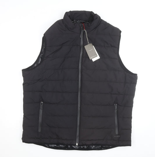 Springfield Men Black 2XL Puffer Gilet Waistcoat Polyester