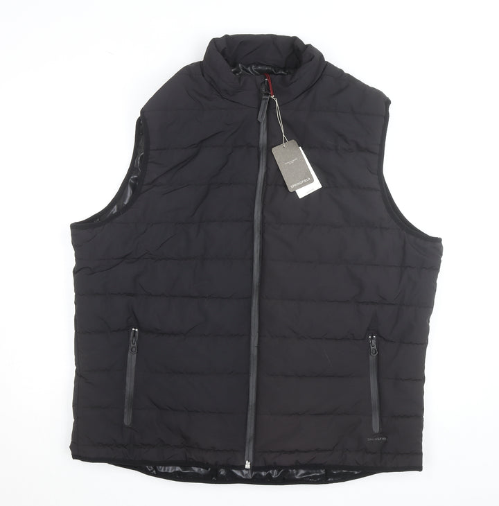 Springfield Men Black 2XL Puffer Gilet Waistcoat Polyester