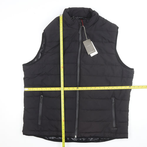 Springfield Men Black 2XL Puffer Gilet Waistcoat Polyester