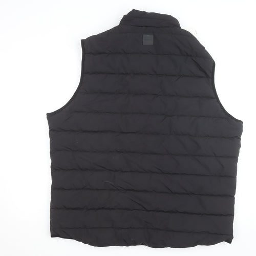 Springfield Men Black 2XL Puffer Gilet Waistcoat Polyester