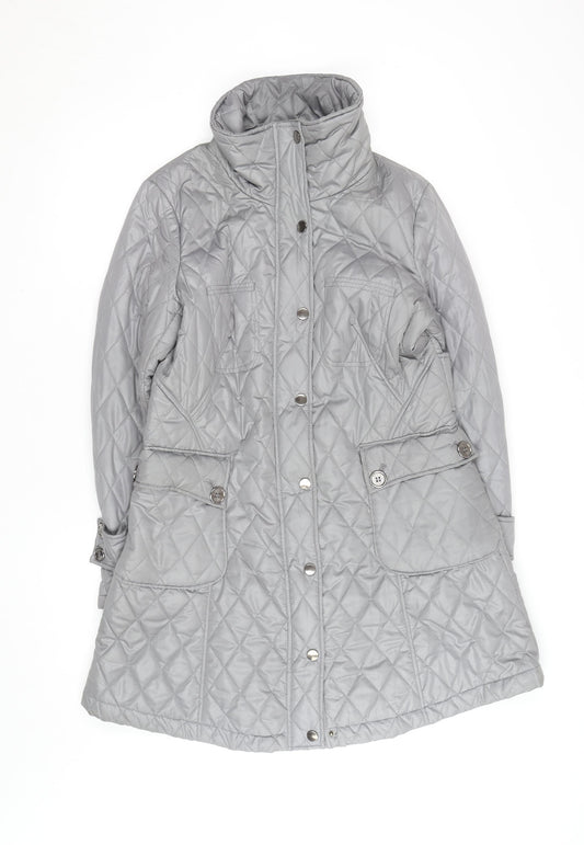 Fenn Wright Manson Women's Grey Quilted Mid-Length Coat Size 16