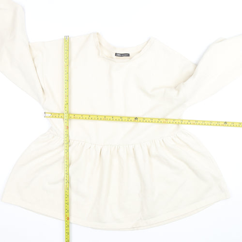 ZARA Women Ivory Fleece Long Sleeve Pullover Jumper Size 12