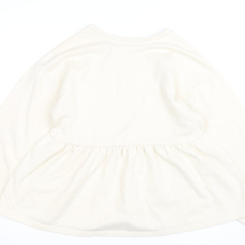 ZARA Women Ivory Fleece Long Sleeve Pullover Jumper Size 12