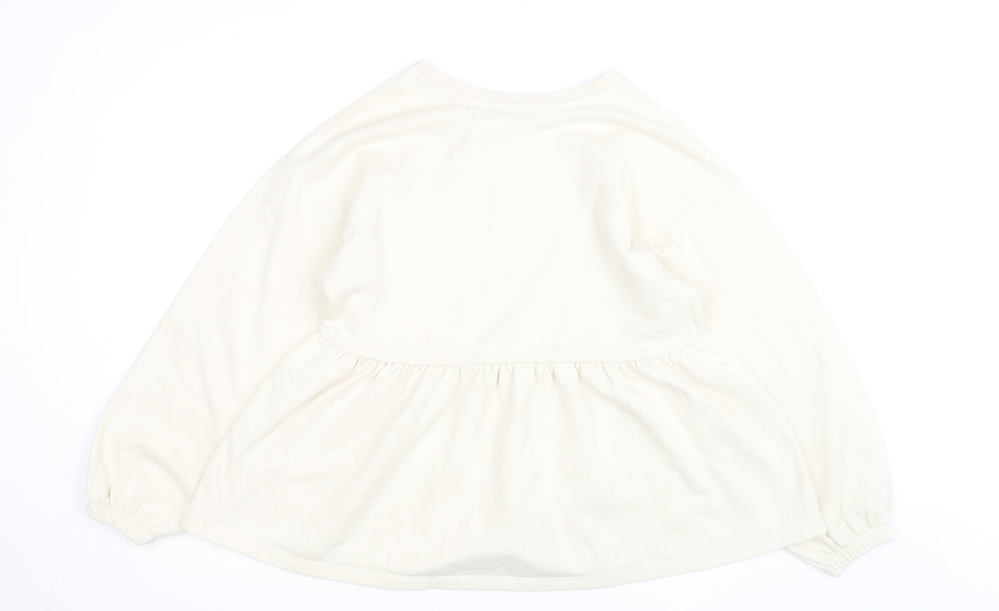 ZARA Women Ivory Fleece Long Sleeve Pullover Jumper Size 12