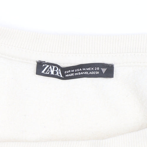 ZARA Women Ivory Fleece Long Sleeve Pullover Jumper Size 12