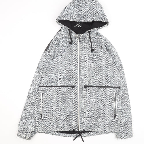 Dare 2B Women's Black Geometric Hooded Windbreaker Jacket UK 12