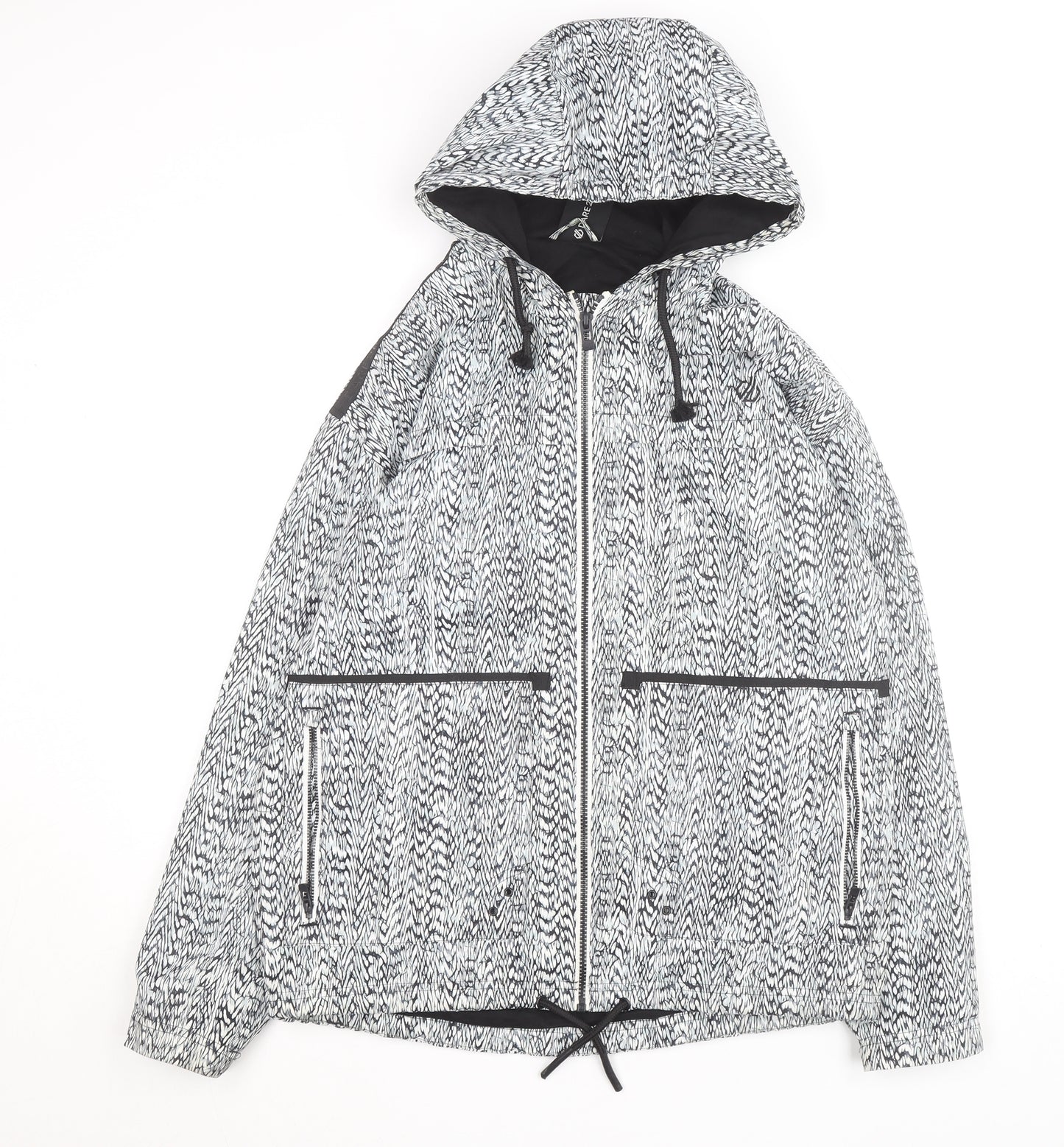 Dare 2B Women's Black Geometric Hooded Windbreaker Jacket UK 12