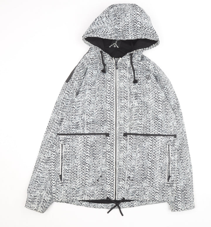 Dare 2B Women's Black Geometric Hooded Windbreaker Jacket UK 12
