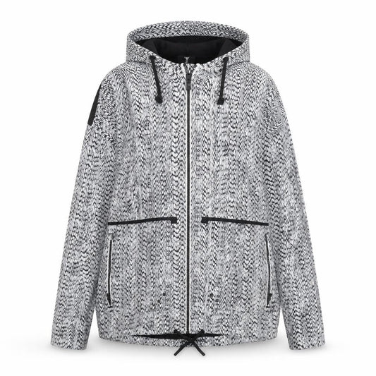 Front view of Dare 2b Women's Black Geometric Hooded Windbreaker Jacket UK 12