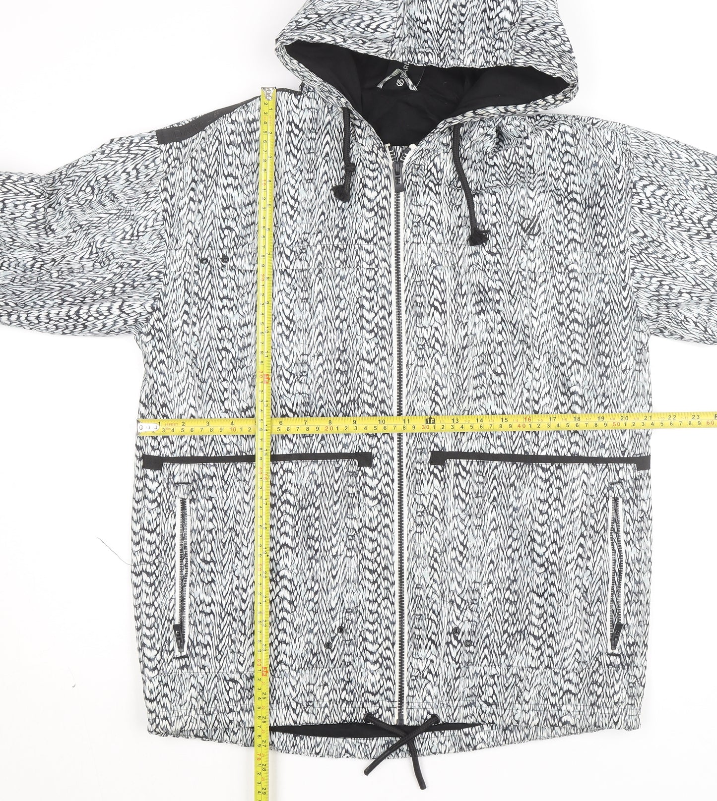 Dare 2B Women's Black Geometric Hooded Windbreaker Jacket UK 12