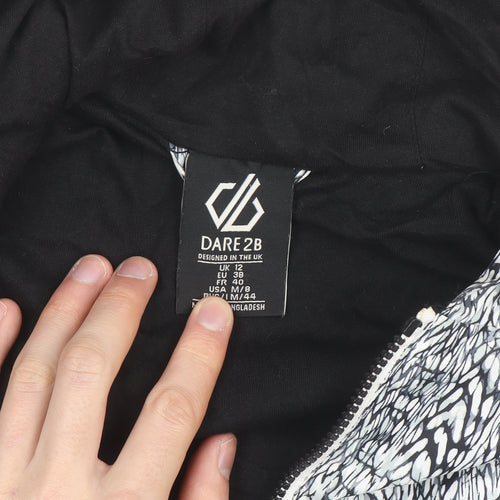 Dare 2B Women's Black Geometric Hooded Windbreaker Jacket UK 12