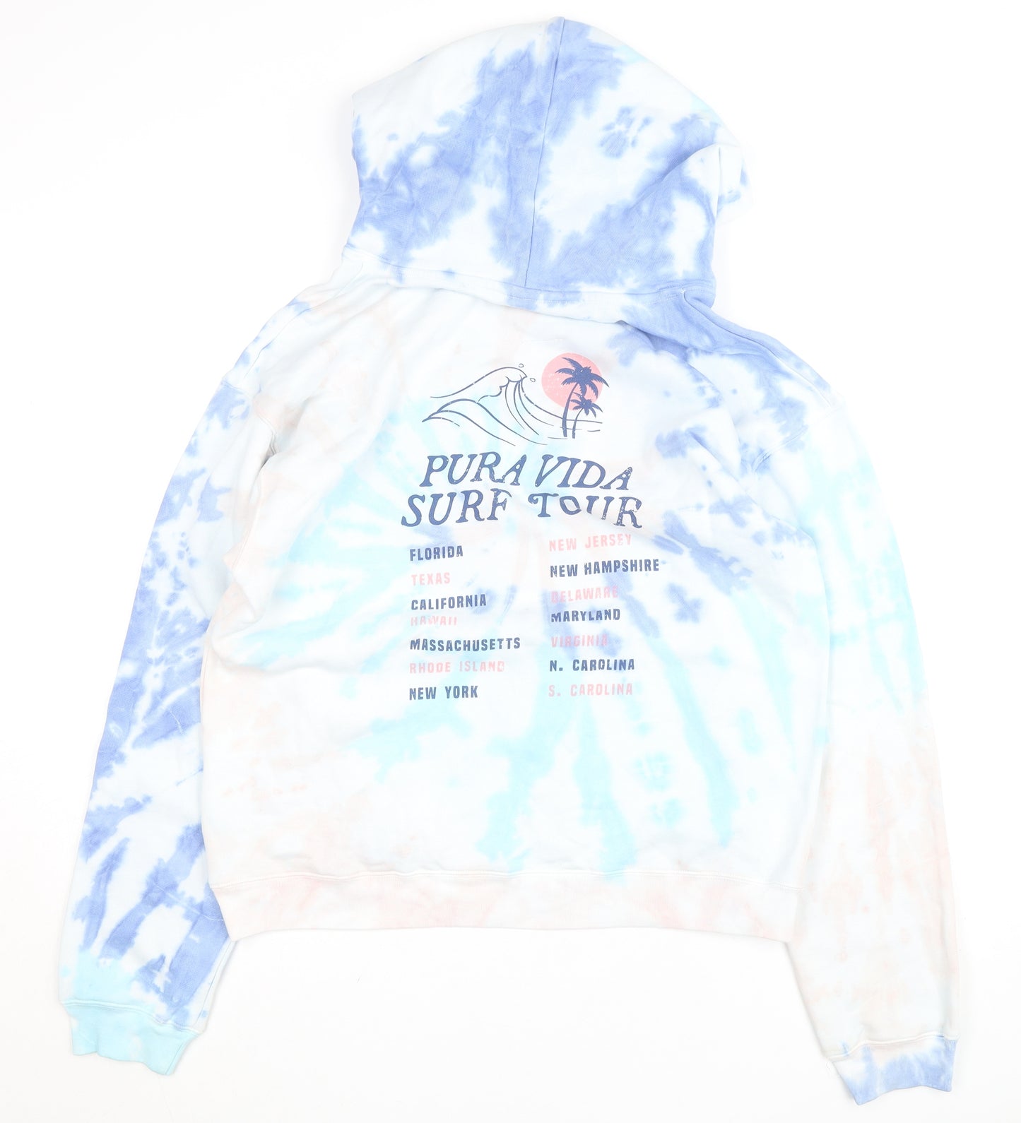 Pura Vida Men's Multicoloured Tie Dye Pullover Hoodie Size L