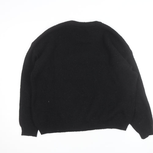 Savida Womens Black Feather Trim Pullover Jumper Size 14