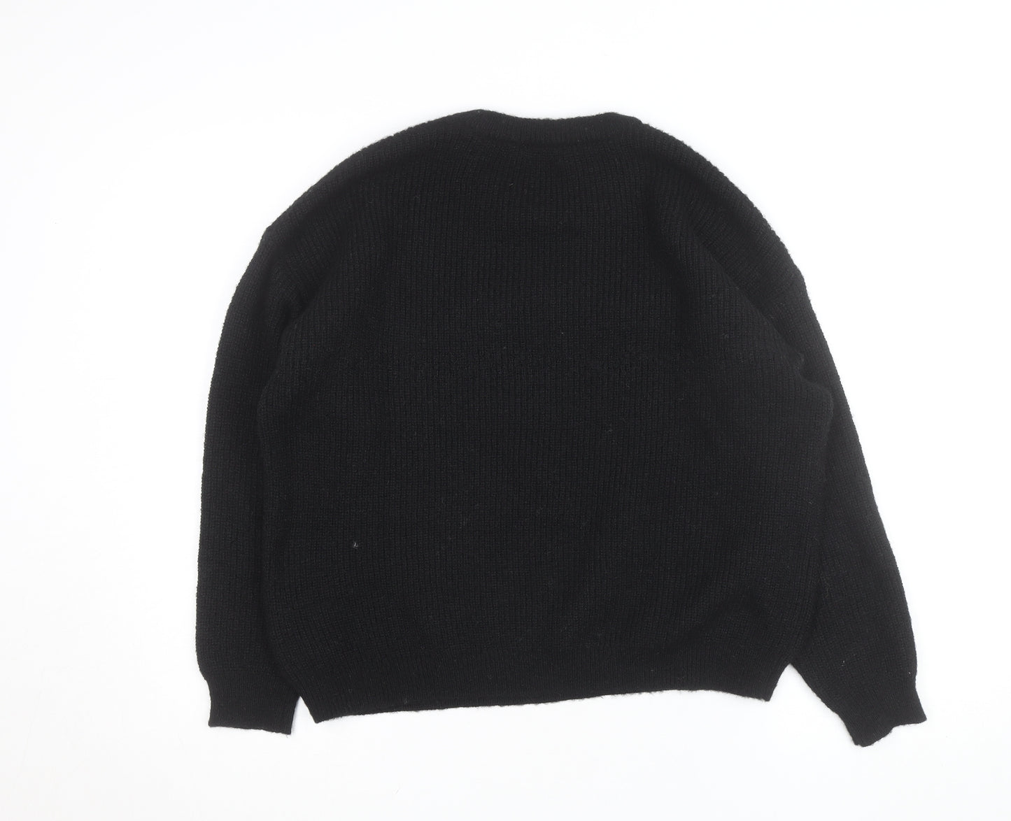 Savida Womens Black Feather Trim Pullover Jumper Size 14