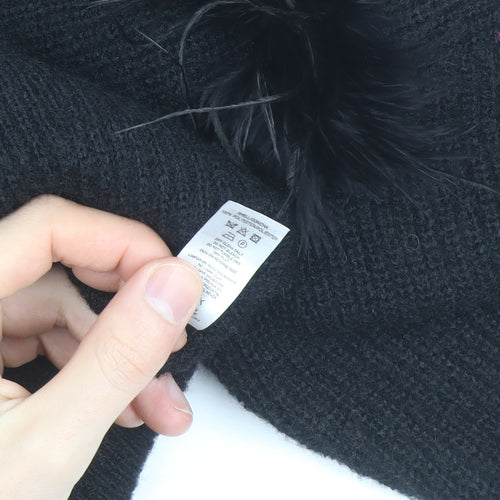 Savida Womens Black Feather Trim Pullover Jumper Size 14