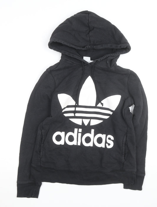 Adidas Women's Black XS Trefoil Pullover Hoodie Cotton Blend