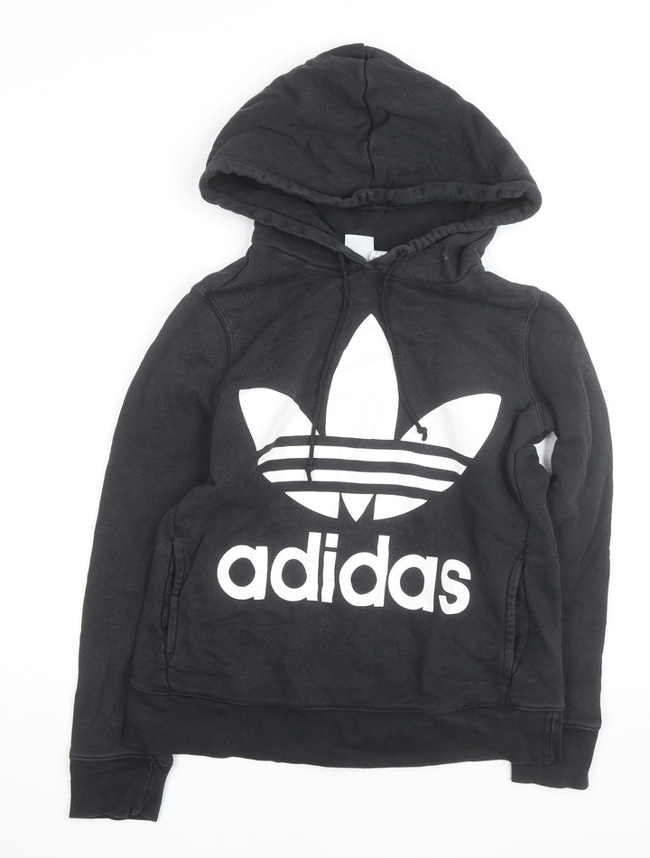 Adidas Women's Black XS Trefoil Pullover Hoodie Cotton Blend
