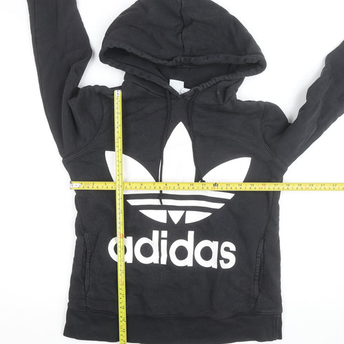 Adidas Women's Black XS Trefoil Pullover Hoodie Cotton Blend