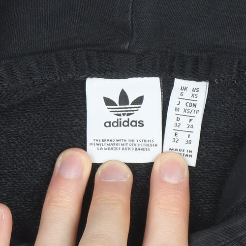 Adidas Women's Black XS Trefoil Pullover Hoodie Cotton Blend