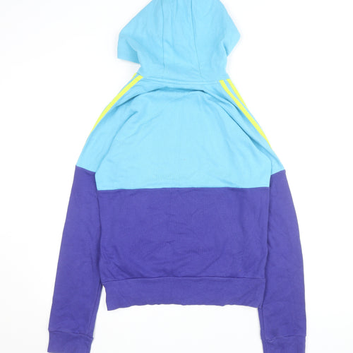 Adidas Boys Blue Colourblock Pullover Hoodie Size 15-16 Years