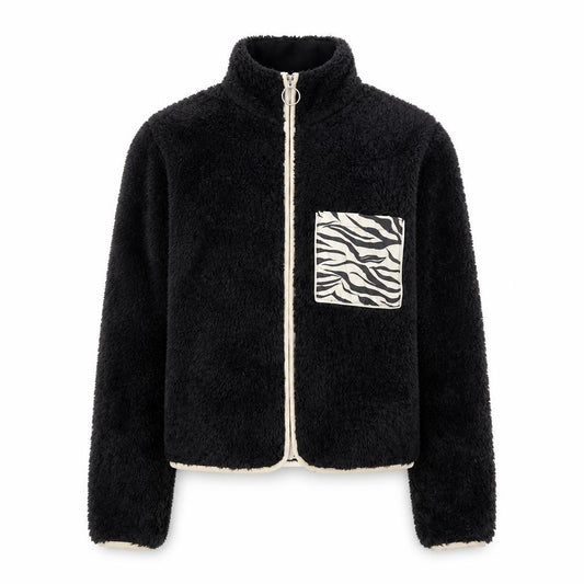 H&M Divided Women's Black Fleece Animal Pocket Jacket Size S