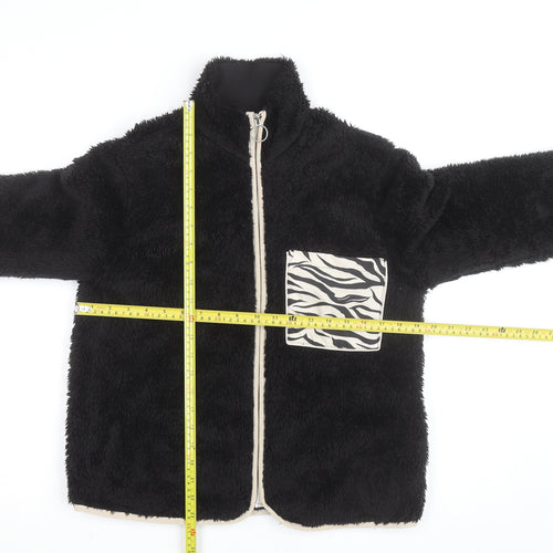 H&M Divided Women's Black Fleece Animal Pocket Jacket Size S