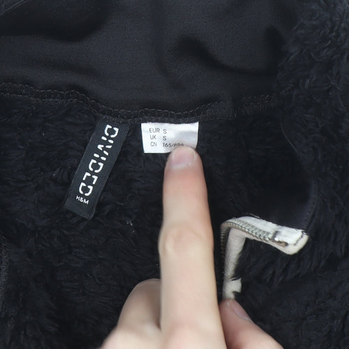 H&M Divided Women's Black Fleece Animal Pocket Jacket Size S
