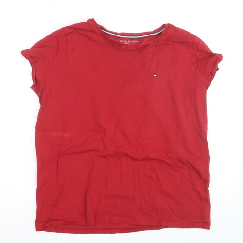 Tommy Hilfiger Women Red Cotton Basic T-Shirt L