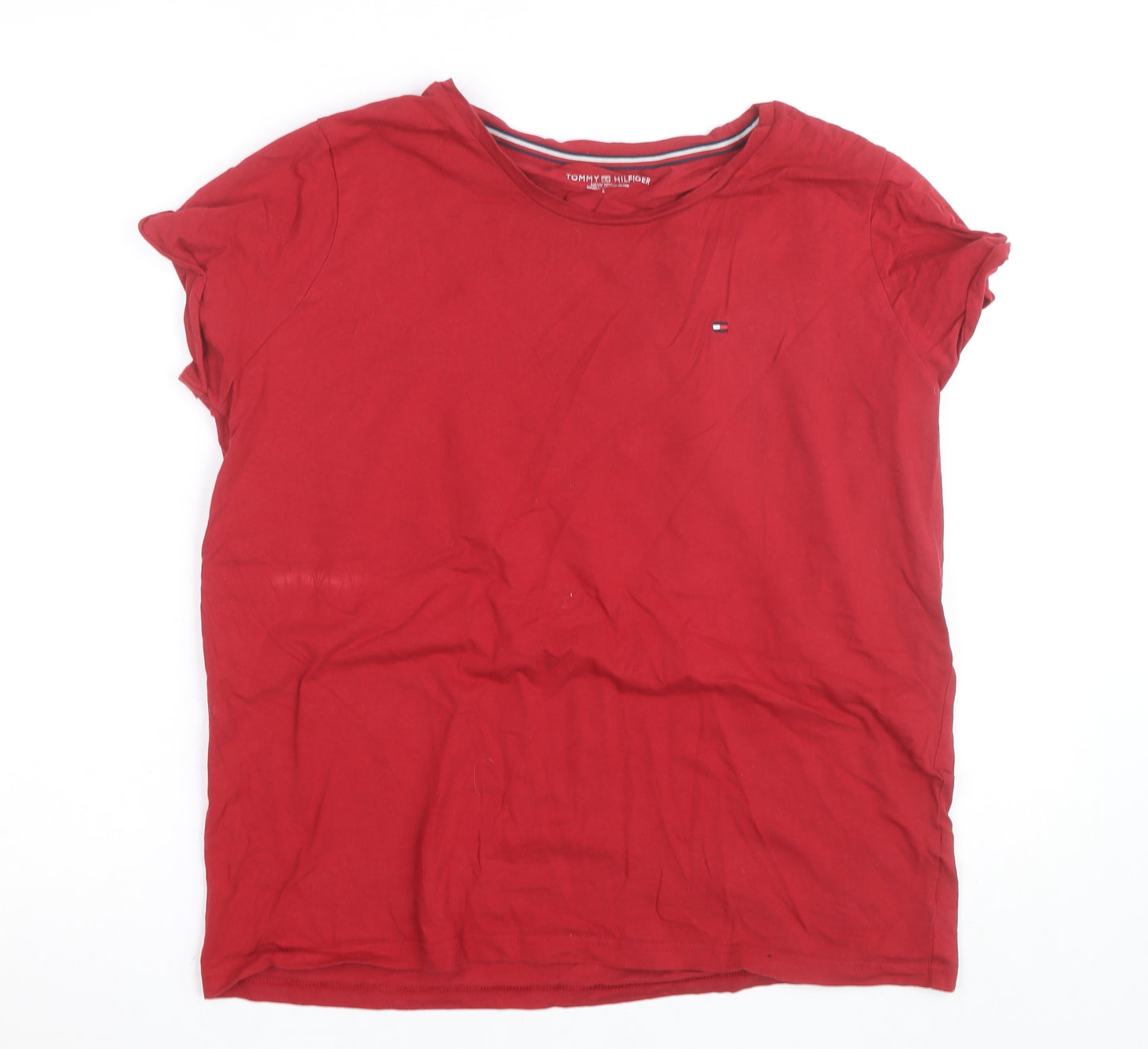 Tommy Hilfiger Women Red Cotton Basic T-Shirt L