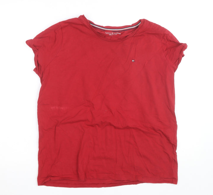Tommy Hilfiger Women Red Cotton Basic T-Shirt L