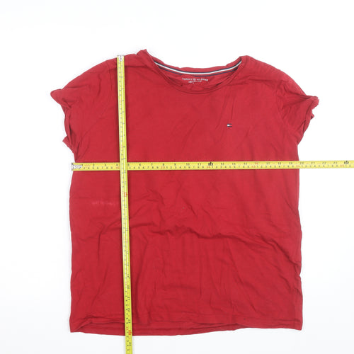 Tommy Hilfiger Women Red Cotton Basic T-Shirt L