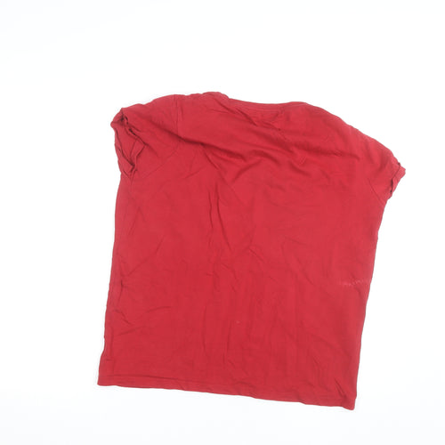 Tommy Hilfiger Women Red Cotton Basic T-Shirt L