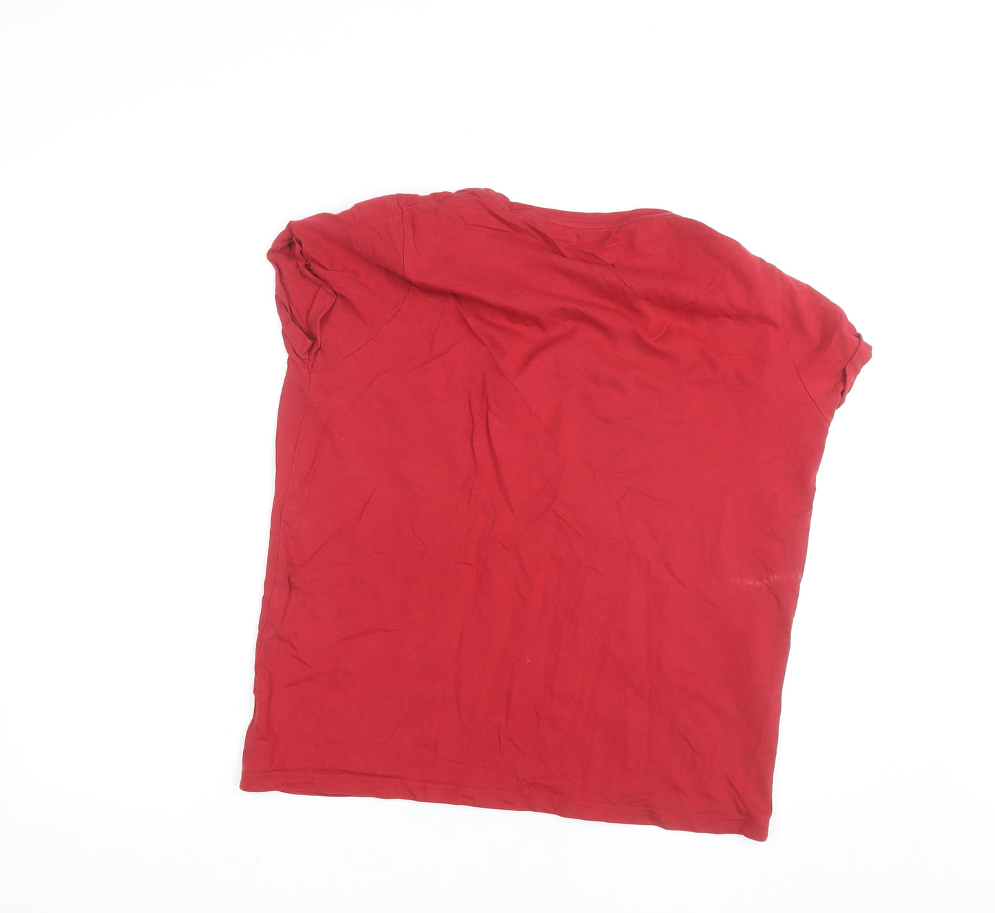 Tommy Hilfiger Women Red Cotton Basic T-Shirt L