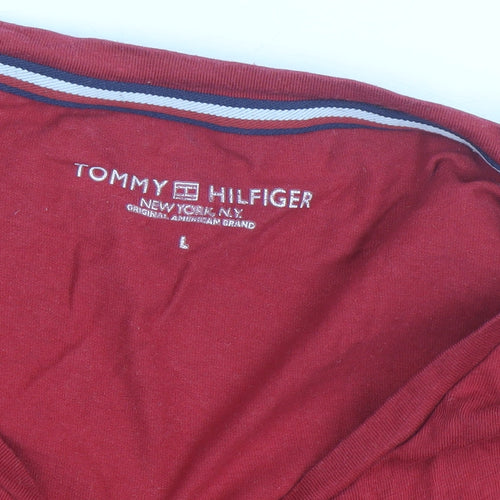 Tommy Hilfiger Women Red Cotton Basic T-Shirt L