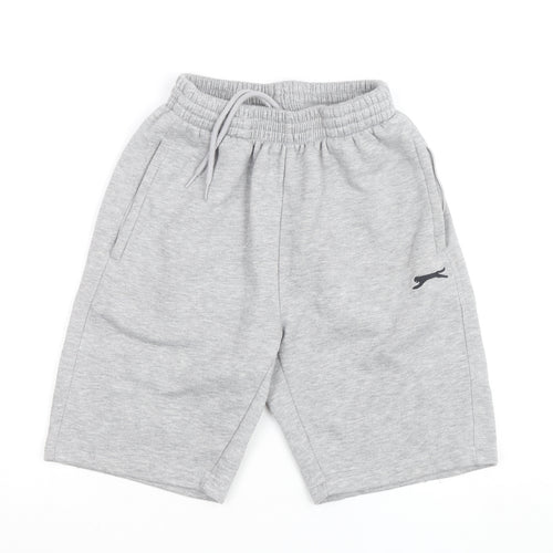 Slazenger Men's Grey Sweat Shorts Small Elastic Waist Athletic