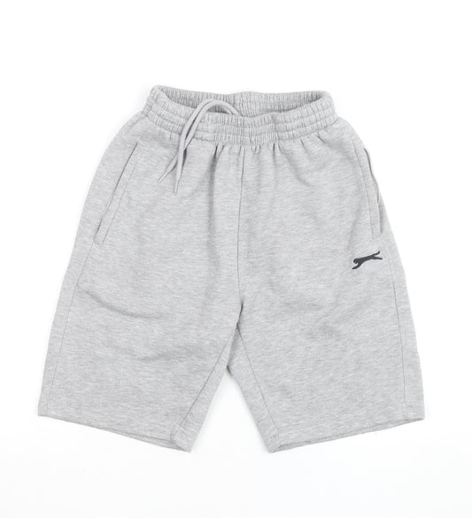 Slazenger Men's Grey Sweat Shorts Small Elastic Waist Athletic