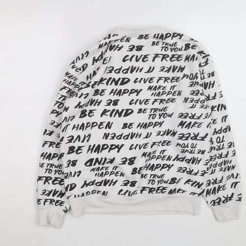 Boyfriend Crew Women's White Graphic Print Pullover Sweatshirt S