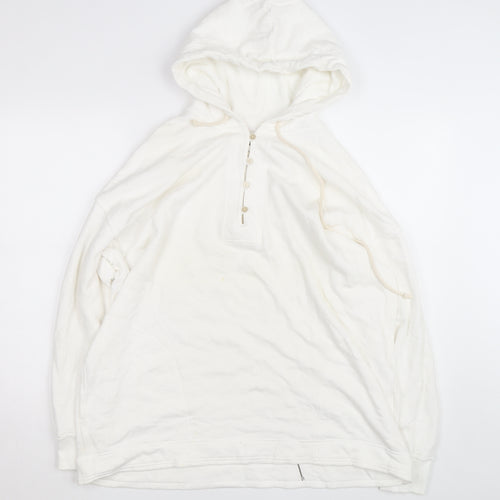 Aerie Women’s White Small Henley Hooded Cotton Jumper