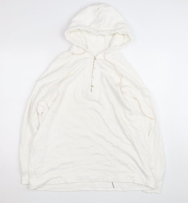 Aerie Women’s White Small Henley Hooded Cotton Jumper